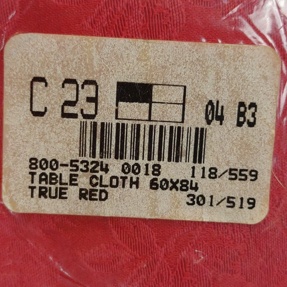JC Penney True Red Floral Damask Tablecloth 60 x 84 NWT Never Used